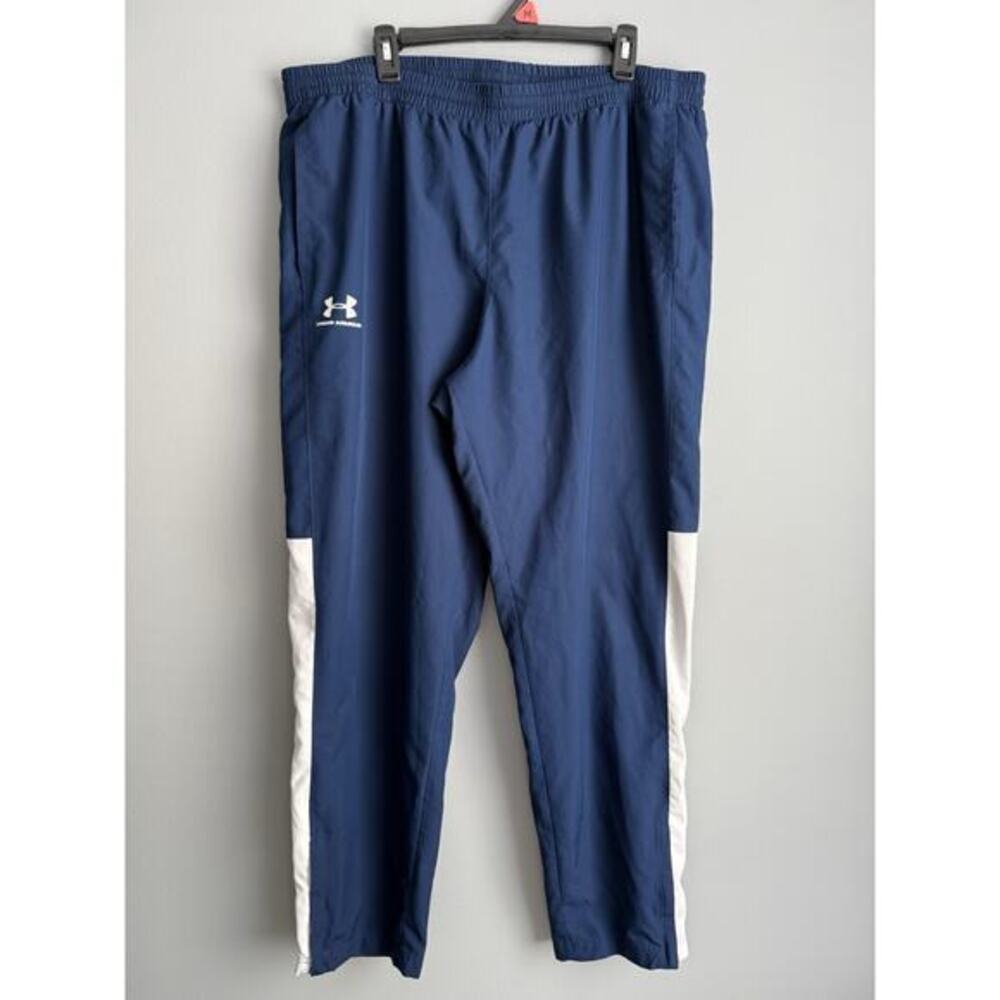 Under Armour Track Pants XXL Blue Athletic Joggers Mesh Lined Loose Fit Mens